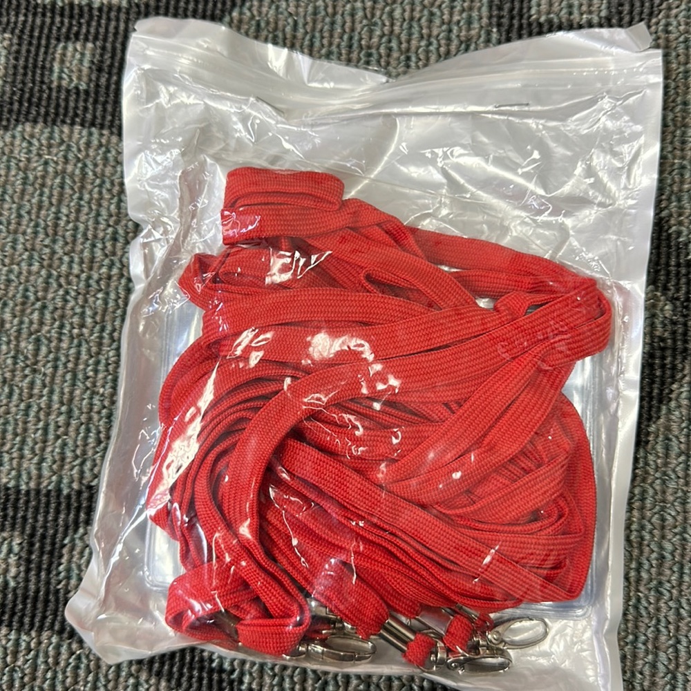 10 PC Red Lanyard + Badge Holder set